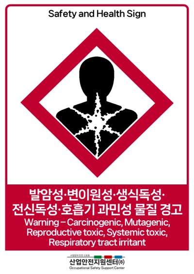 안전보건표지-발암성·변이원성·생식독성·전신독성·호흡기 과민성 물질 경고 미리보기